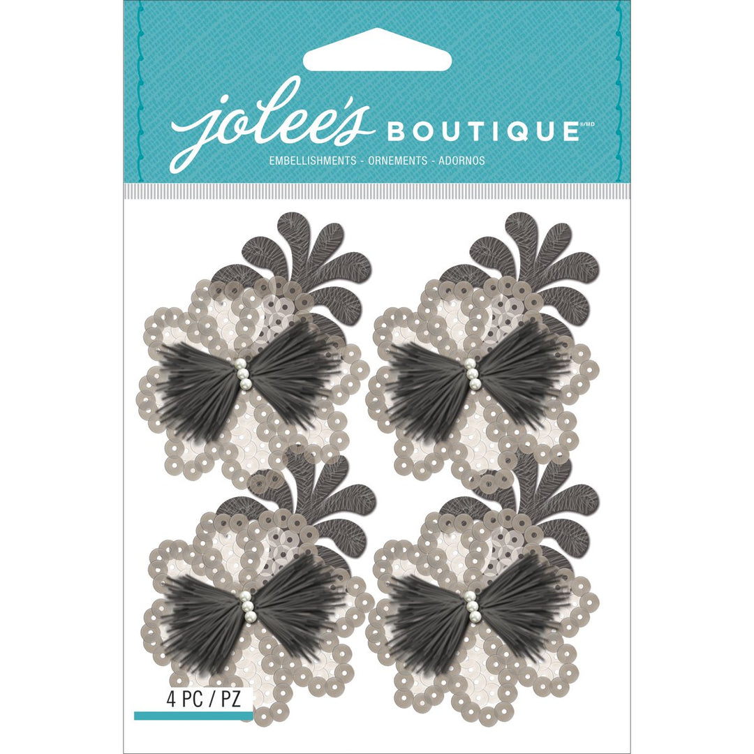 Jolee's Boutique - Grey Sequins Florals Embellishments