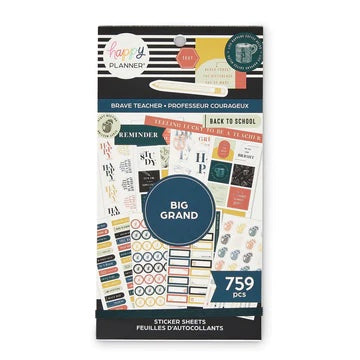 The Happy Planner - Brave Teacher Grand Sticker Sheets - 759 pcs