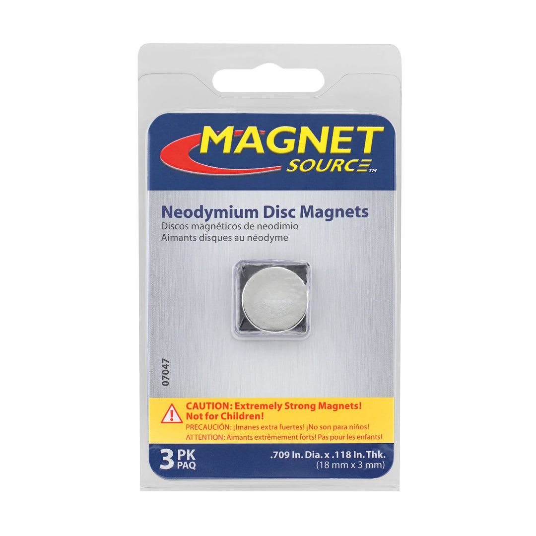 Magnet Source - Neodymium Disc Magnets - 3 pk