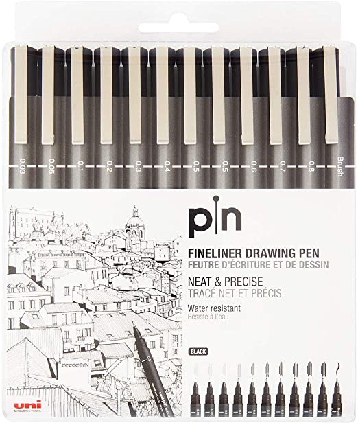 Uni Mitsubishi - Pin Fine Liner Black Drawing Pens