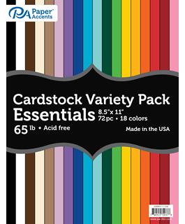 Paper Accents - Cardstock Variety Pack 8.5" x11" Cardstock 65lb Essential 72pc