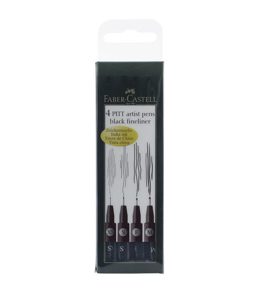 Faber-Castell - Pitt Artist Pens Black Fineliner - 4pk